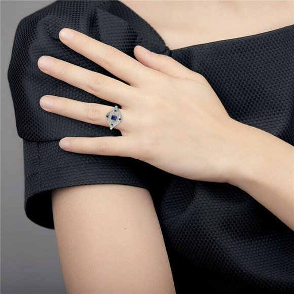 SALE ** BRAND NEW ** SAPPHIRE ART DECO RING - Picture 4 of 4